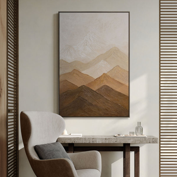 Leinwandbild mit Rahmen „Harmonie der Schichten“ – Abstraktes Acrylgemälde in Erdtönen