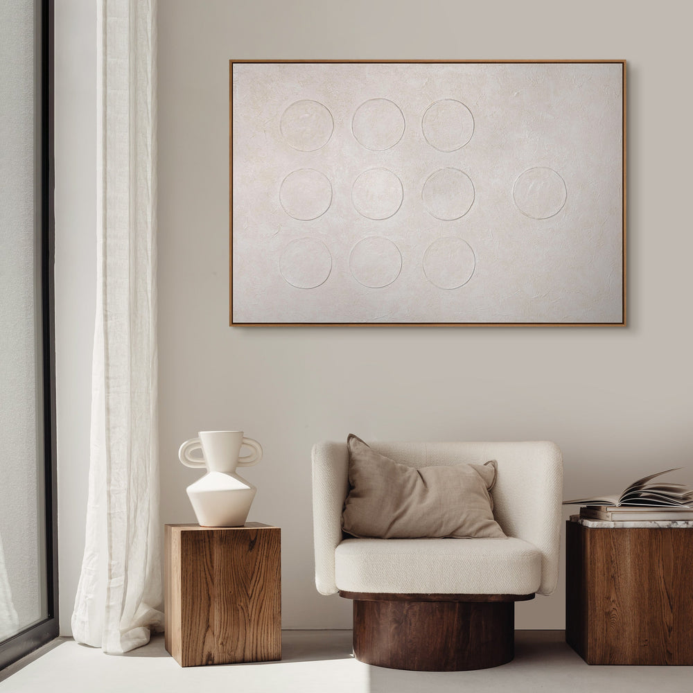 Abstract canvas print "White Code" in frame – modern wall art
