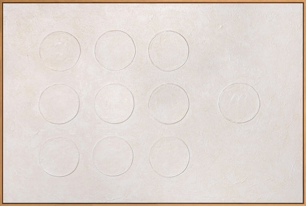 Abstraktes Leinwandbild „Weißer Code“ im Rahmen – moderne Wandkunst