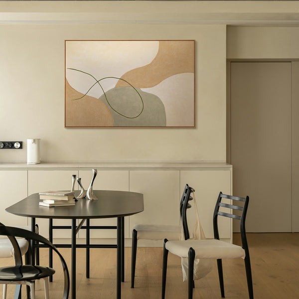 Abstract art on canvas in a frame with gentle lines “Interweaving”