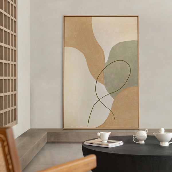Strukturierte Acrylmalerei mit Rahmen „Verflechtung“ – Abstrakte Kunst fürs Wohnzimmer