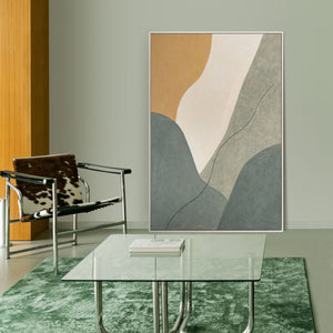 Abstraktes Acrylbild mit Rahmen „Ewige Linie“ – Moderne Wanddeko in Naturfarben