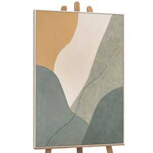 Abstraktes Acrylbild mit Rahmen „Ewige Linie“ – Moderne Wanddeko in Naturfarben