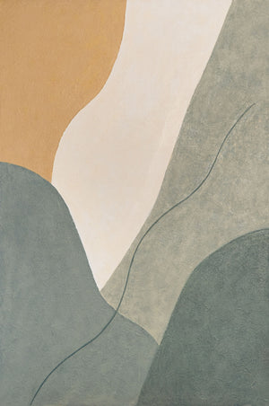 Abstraktes Acrylbild mit Rahmen „Ewige Linie“ – Moderne Wanddeko in Naturfarben
