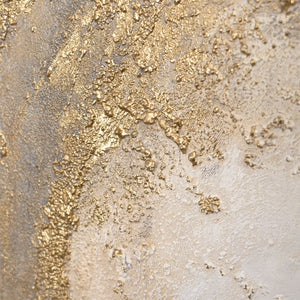 Abstraktes Gemälde mit Rahmen „Goldene Aura“ – Wandkunst mit goldener Struktur