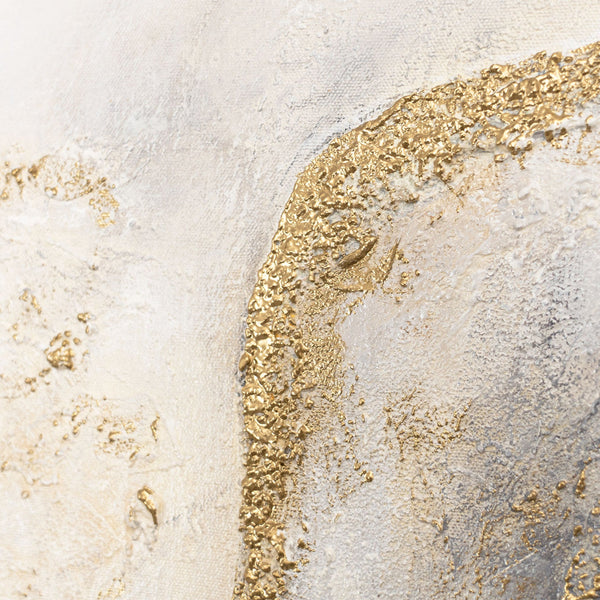 Abstraktes Gemälde mit Rahmen „Goldene Aura“ – Wandkunst mit goldener Struktur