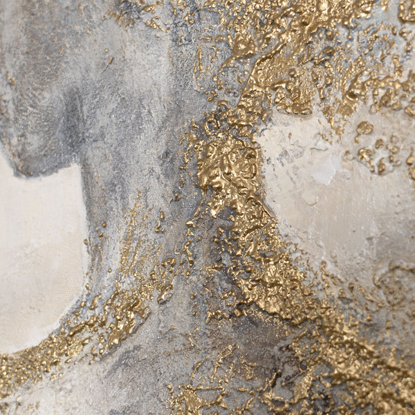 Handgemaltes Wandbild „Goldene Aura" – goldene Frauensilhouette in Gold, Grau und Creme, 60x40 cm