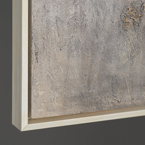 Abstraktes Gemälde mit Rahmen „Goldene Aura“ – Wandkunst mit goldener Struktur