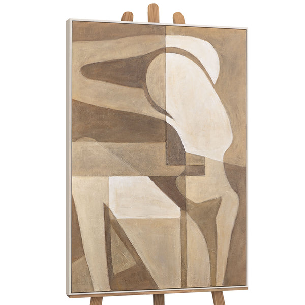Leinwandbild mit Rahmen „Abstrakte Zärtlichkeit“ – Strukturierte Acrylmalerei mit Figur