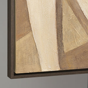 Leinwandbild mit Rahmen „Abstrakte Zärtlichkeit“ – Strukturierte Acrylmalerei mit Figur