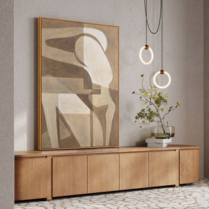 Leinwandbild mit Rahmen „Abstrakte Zärtlichkeit“ – Strukturierte Acrylmalerei mit Figur