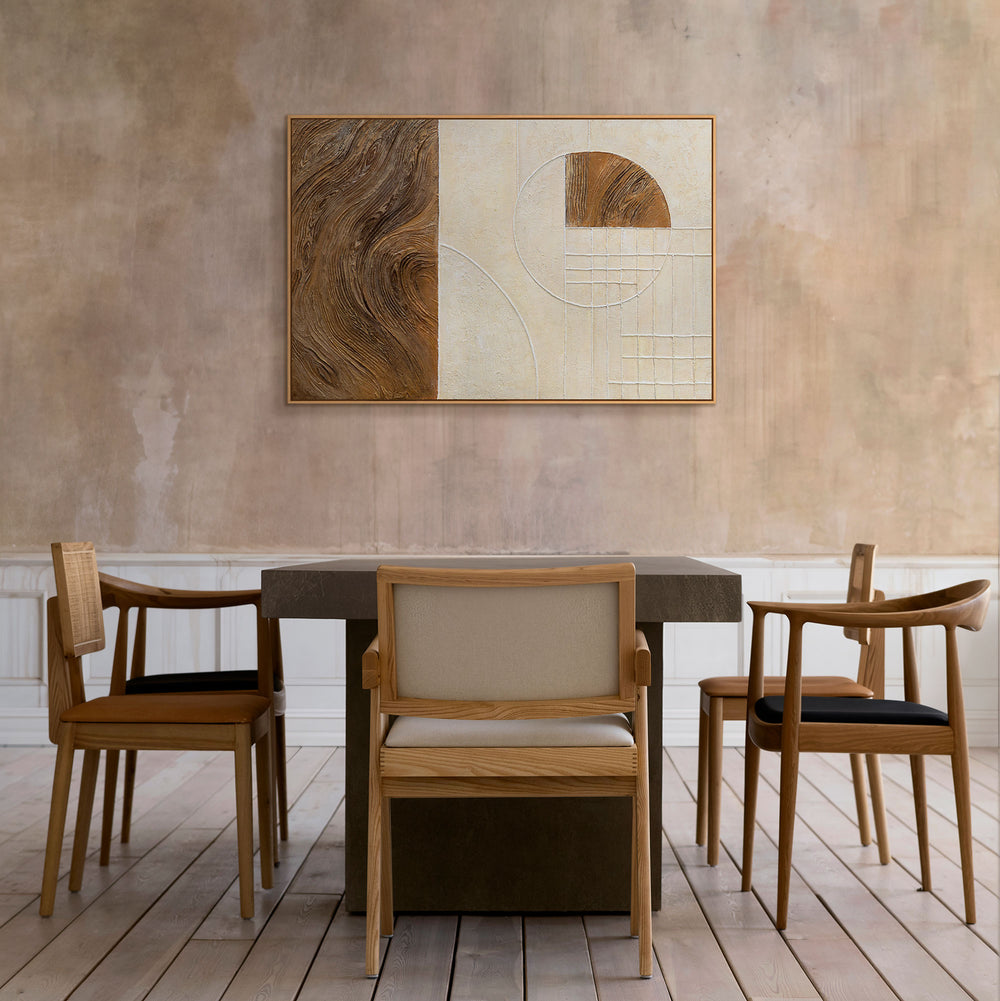 Abstraktes Gemälde „Linien und Kreise“ – Geometrische Wandkunst mit Rahmen