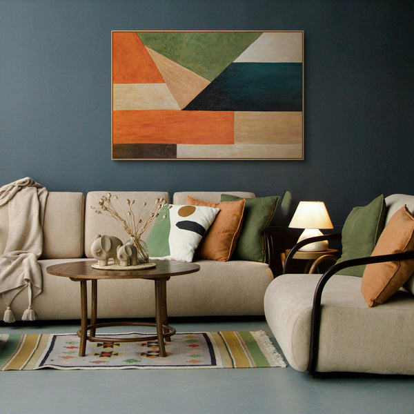 Moderne Acrylbilder mit geometrischer Struktur im Rahmen „Ordnung und Bewegung“