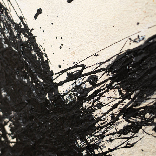 Abstraktes Gemälde im Rahmen moderne Acrylmalerei „Kraft des Pinselstrichs“