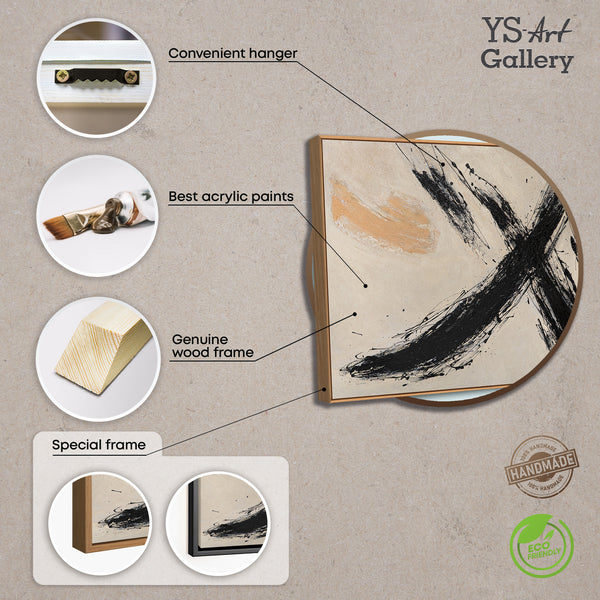 Abstraktes Gemälde im Rahmen moderne Acrylmalerei „Kraft des Pinselstrichs“