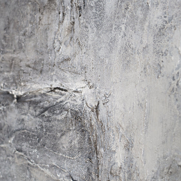 Leinwandbild mit Rahmen „Erinnerung des Steins“ – Strukturierte Acrylmalerei in Betonoptik