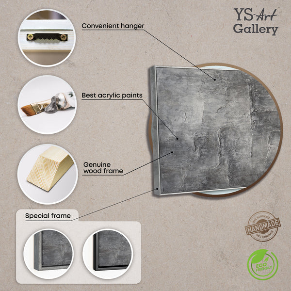 Hand-painted pictures in frames, textured abstract art "Memory of Stone"