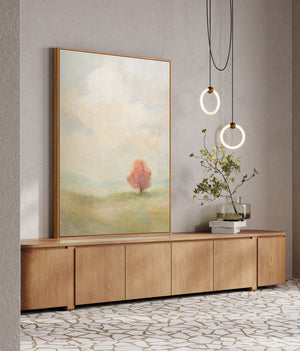 Hand-painted canvas painting "Warm Expanse" – Modern abstract art with frame