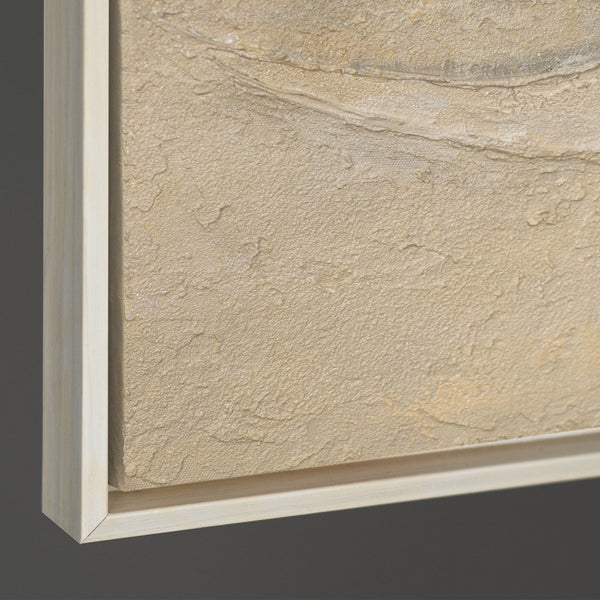 Abstrakte Gemälde Beige – Moderne Wanddeko Wohnzimmer Leinwand „Das Flüstern der Täler“