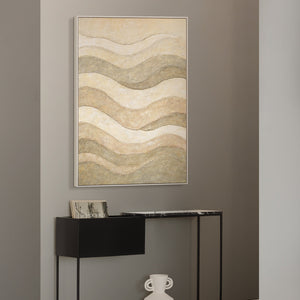 Abstrakte Gemälde Beige – Moderne Wanddeko Wohnzimmer Leinwand „Das Flüstern der Täler“