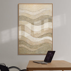 Abstrakte Gemälde Beige – Moderne Wanddeko Wohnzimmer Leinwand „Das Flüstern der Täler“