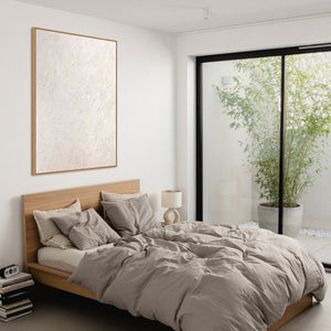 Moderne Wanddeko neutral – Abstraktes Bild Beige „Das Flüstern der Zeit“