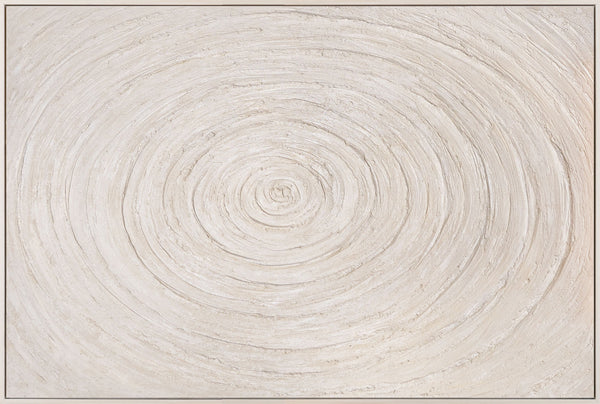 Wanddeko Minimalistisch – Texturiertes Acrylbild in Beige mit Rahmen „Echos der Zeit“