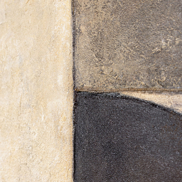 Struktur Gemälde Beige & Schwarz – Abstrakte Kunst auf Leinwand „Duett der Halbkreise“