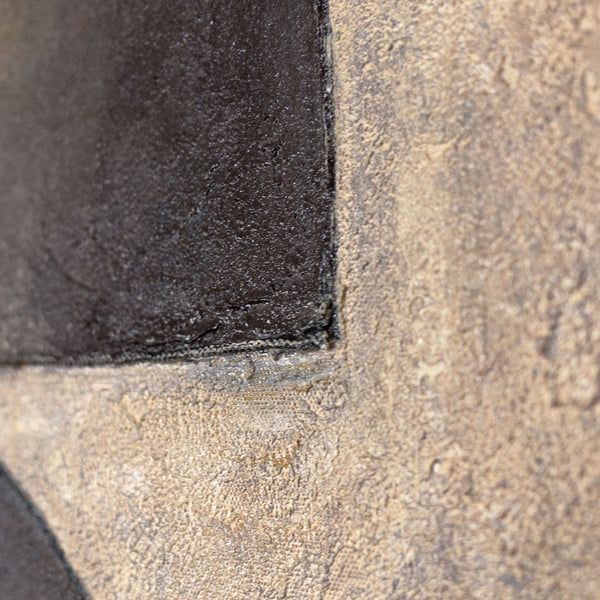 Abstrakte Leinwandkunst mit kontrastreicher geometrischer Fläche in Schwarz und Beige