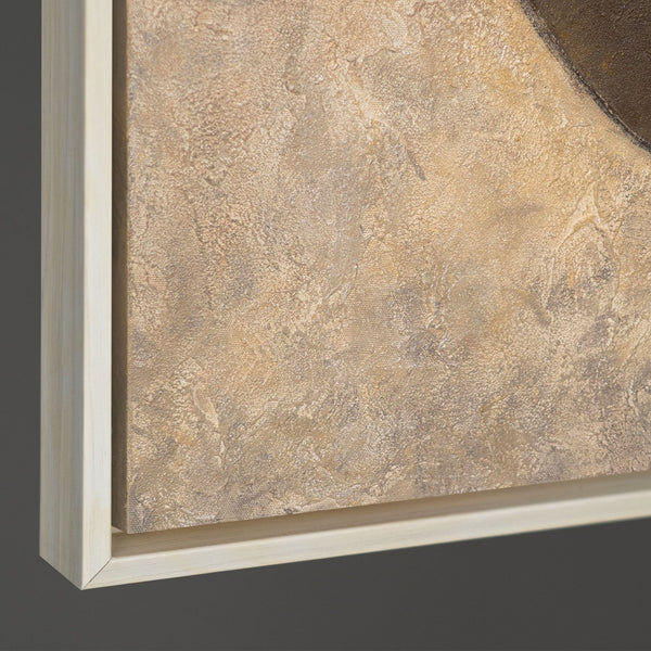 Struktur Gemälde Beige & Schwarz – Abstrakte Kunst auf Leinwand „Duett der Halbkreise“