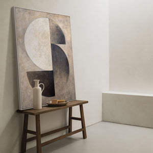 Struktur Gemälde Beige & Schwarz – Abstrakte Kunst auf Leinwand „Duett der Halbkreise“
