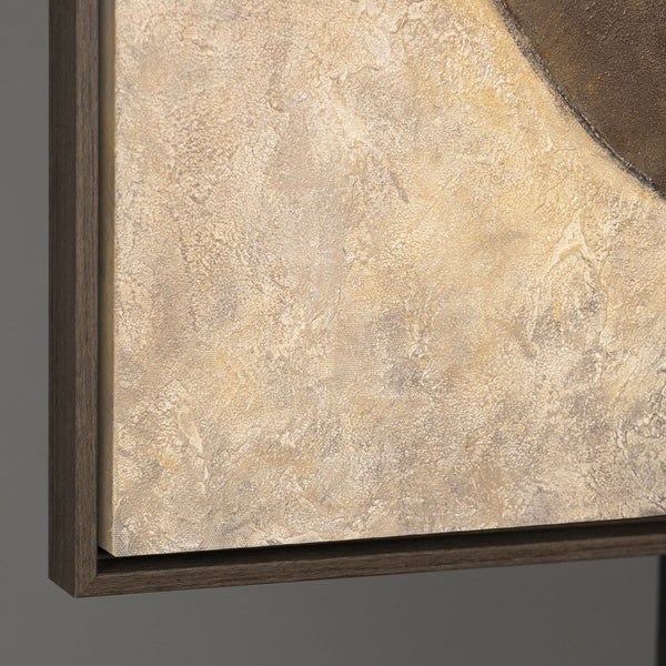 Struktur Gemälde Beige & Schwarz – Abstrakte Kunst auf Leinwand „Duett der Halbkreise“