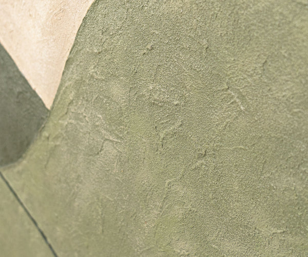 Abstraktes Wandbild mit Struktur in Beige, Grün & Gold – Modernes Acrylgemälde auf Leinwand