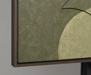 Abstraktes Wandbild mit Struktur in Beige, Grün & Gold – Modernes Acrylgemälde auf Leinwand