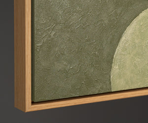 Abstraktes Wandbild mit Struktur in Beige, Grün & Gold – Modernes Acrylgemälde auf Leinwand