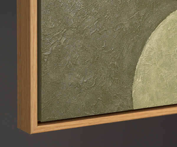 Abstraktes Wandbild mit Struktur in Beige, Grün & Gold – Modernes Acrylgemälde auf Leinwand