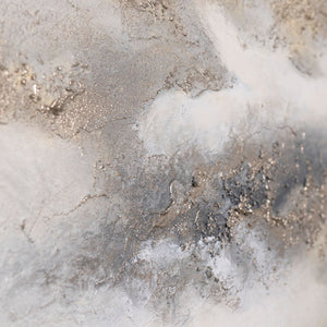 Handgemaltes Acrylbild in Grau & Gold – Abstrakte Wanddeko „Wolkenmelodie“