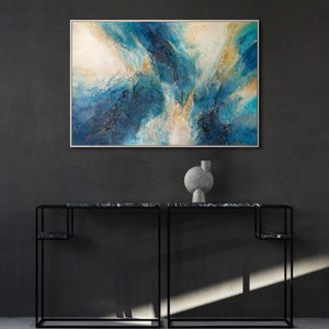 Abstrakte Kunst auf Leinwand – Maritimes Acrylbild „Glanz der Wellen“