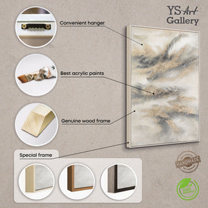 Handgemaltes Acrylbild in Grau & Gold – Abstrakte Wanddeko „Wolkenmelodie“