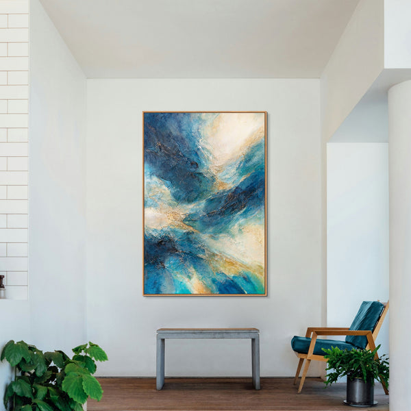 Abstrakte Kunst auf Leinwand – Maritimes Acrylbild „Glanz der Wellen“
