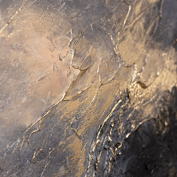 Abstraktes Leinwandbild mit kontrastreicher Bewegung in Grau