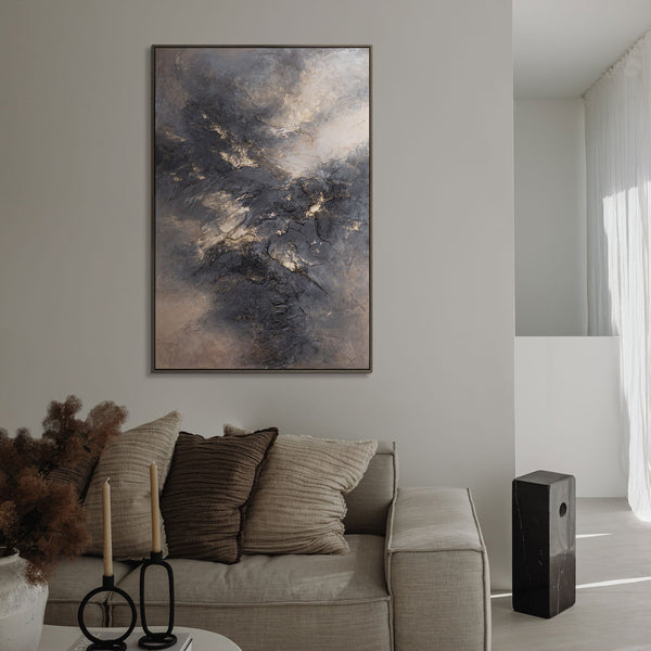 Leinwand Kunstwerk mit Struktur – Modernes Gemälde „Himmelsglühen“