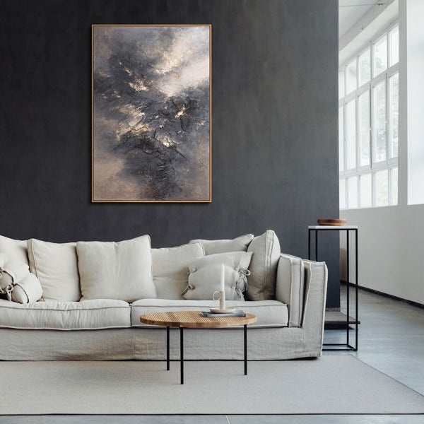 Leinwand Kunstwerk mit Struktur – Modernes Gemälde „Himmelsglühen“