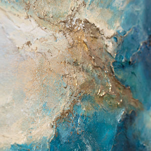 Abstrakte Kunst auf Leinwand – Maritimes Acrylbild „Glanz der Wellen“