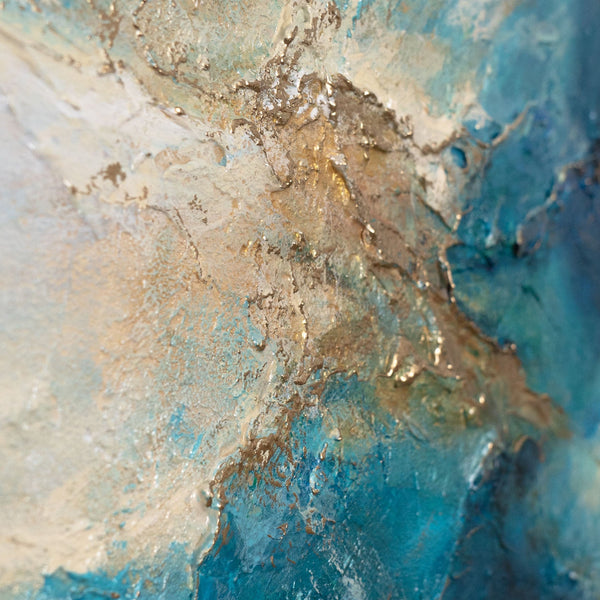 Abstrakte Kunst auf Leinwand – Maritimes Acrylbild „Glanz der Wellen“