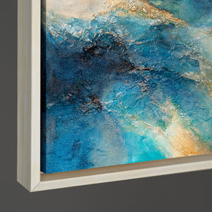 Abstrakte Kunst auf Leinwand – Maritimes Acrylbild „Glanz der Wellen“