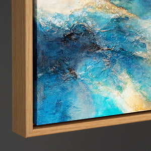 Abstrakte Kunst auf Leinwand – Maritimes Acrylbild „Glanz der Wellen“