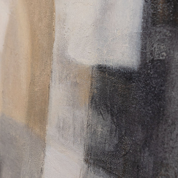 Abstraktes Gemälde Beige Grau mit Rahmen – Moderne Wandkunst „Geisterhaftes Licht“