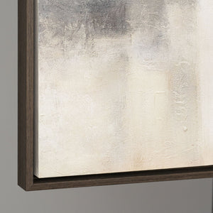 Abstraktes Gemälde Beige Grau mit Rahmen – Moderne Wandkunst „Geisterhaftes Licht“