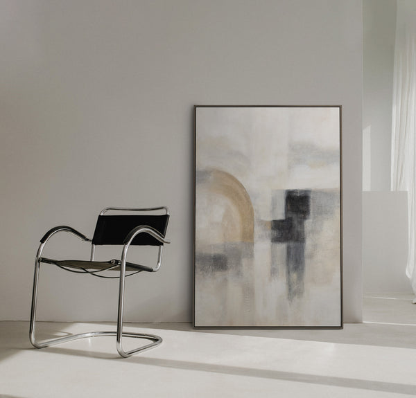 Handgemalte Wandkunst „Geisterhaftes Licht“ – Strukturierte Malerei modern mit Rahmen